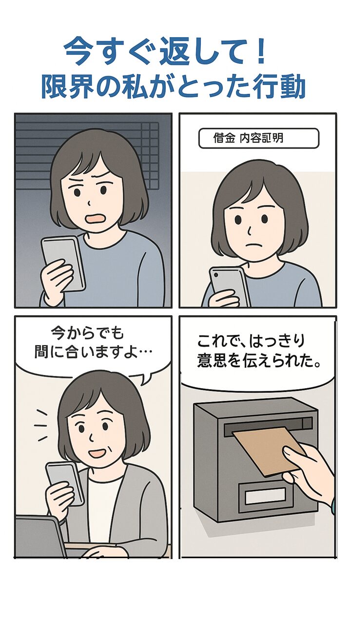 借金催促の即日対応4コマ漫画