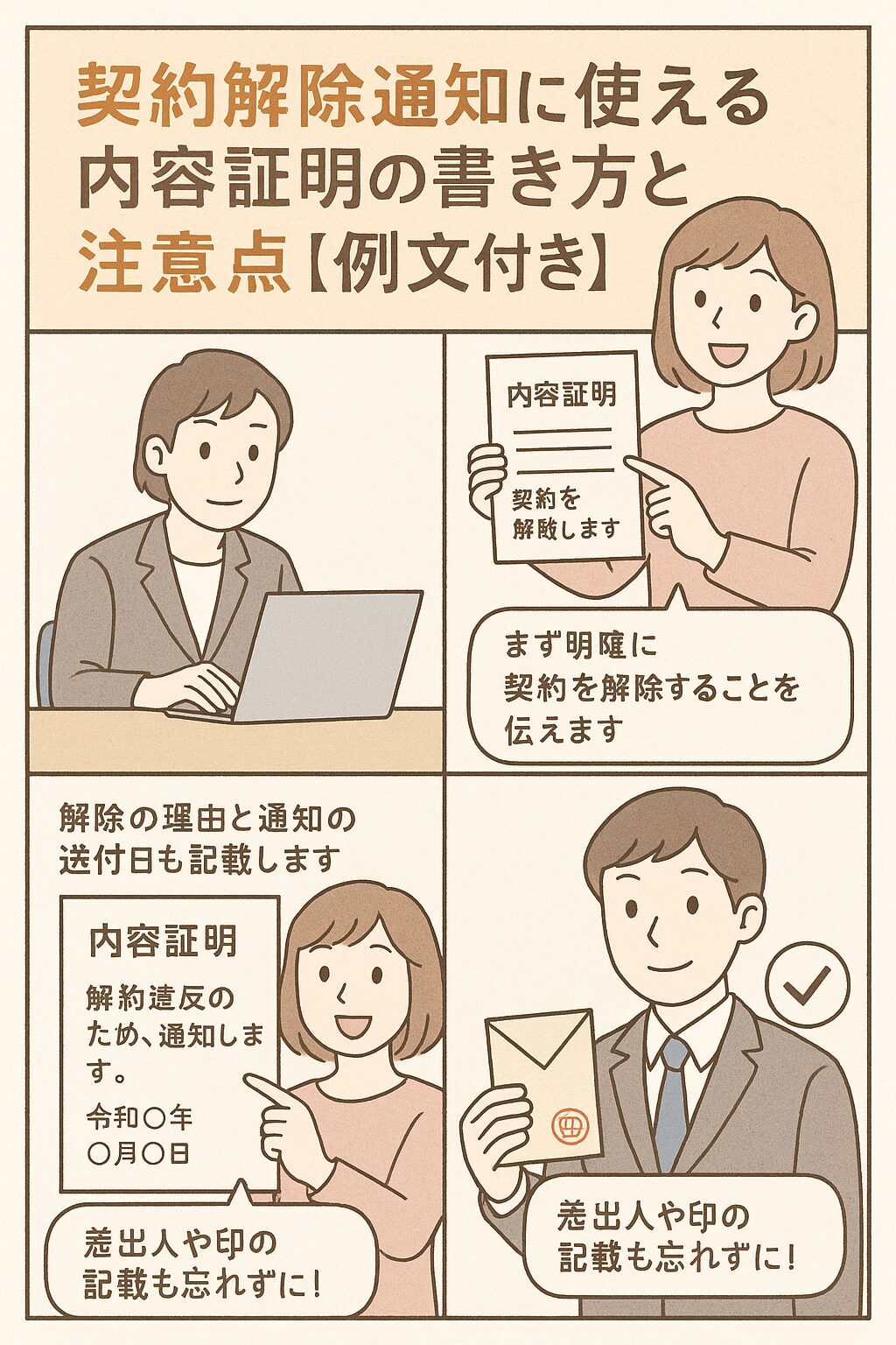 契約解除通知の4コマ漫画