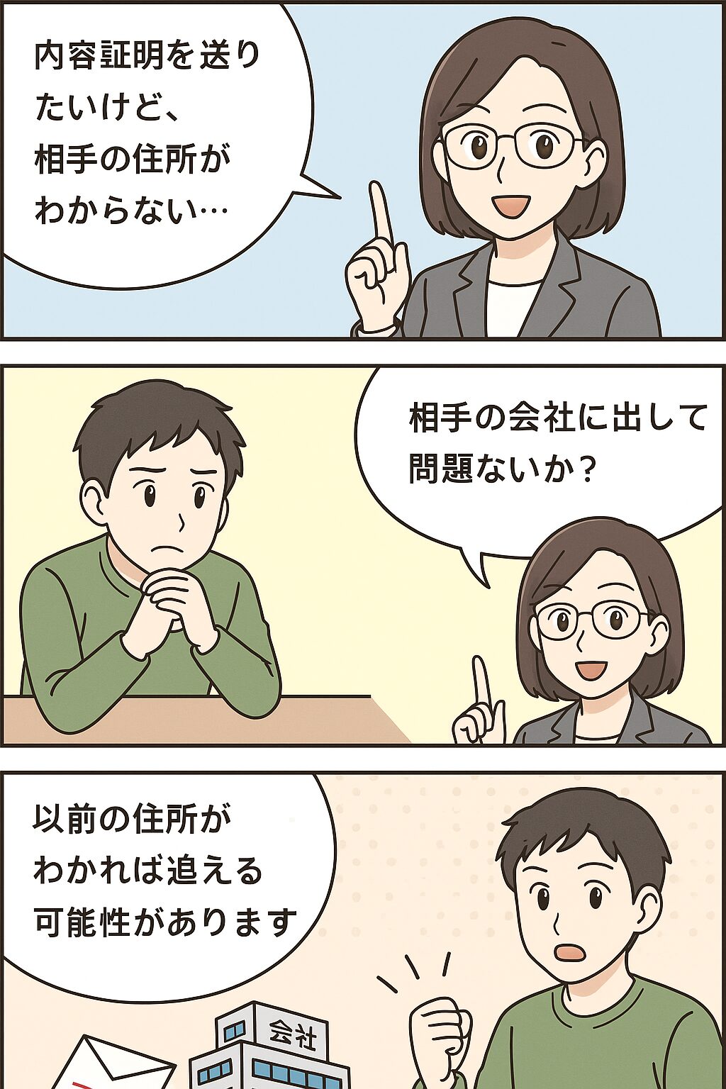 内容証明 送り先不明 対応方法 漫画