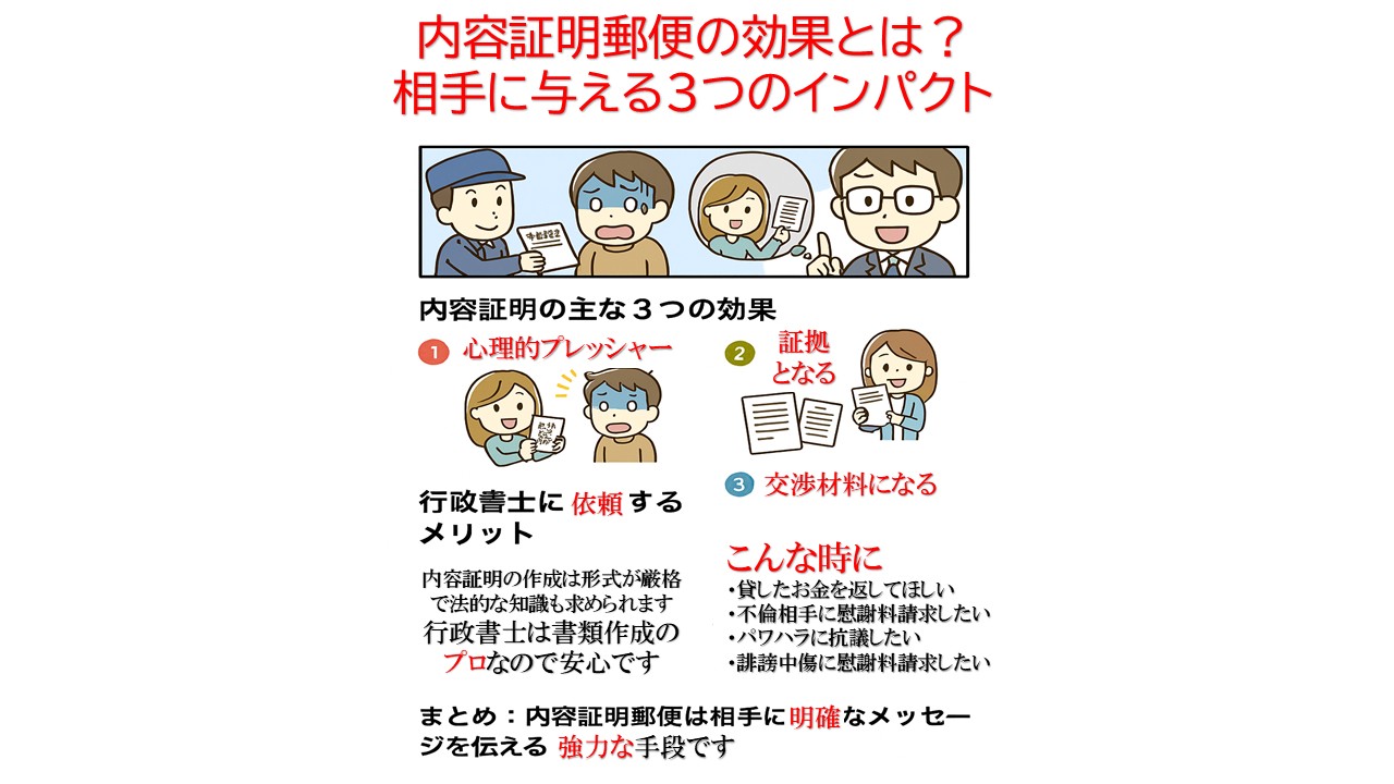 内容証明の効果を説明する漫画イメージ