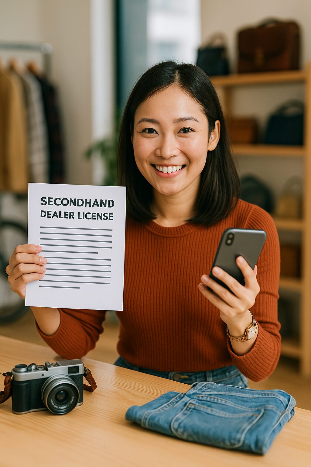 古物商許可に関連するアジア系女性の写真風イメージ1