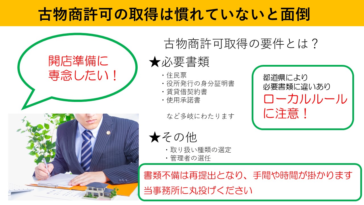 古物商許可に関連する悩み