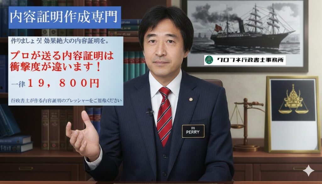 内容証明専門の表紙ページ
