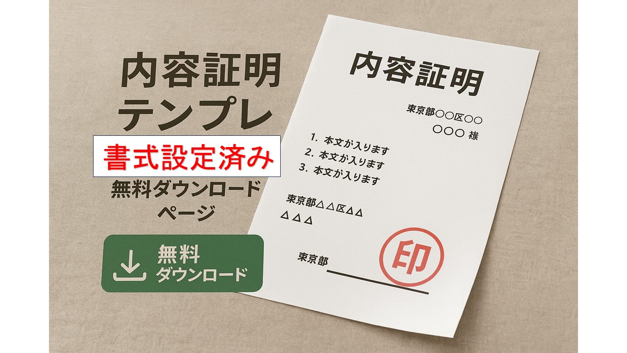 内容証明テンプレート一覧（Word版・無料）2026年版 登録なしでOK
