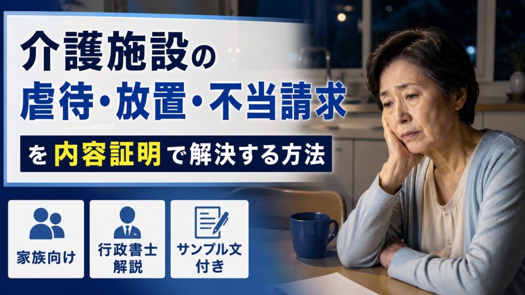 介護施設の虐待・放置・不当請求を内容証明で解決する方法【家族向け・行政書士解説・サンプル文付き】
