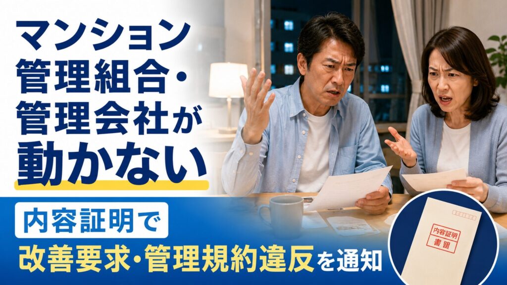 マンション管理組合・管理会社が動かない｜内容証明で改善要求・管理規約違反を通知する方法