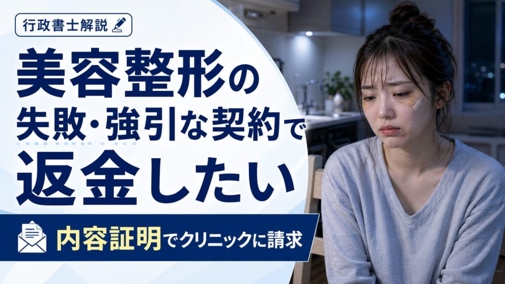 美容整形の失敗・強引な契約で返金したい|内容証明でクリニックに請求する方法【行政書士解説・サンプル文付き】
